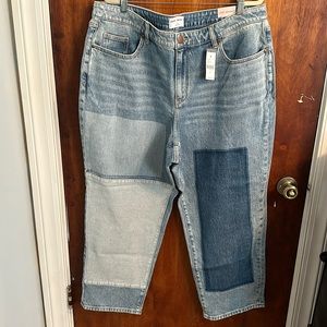 Lane Bryant signature fit boyfriend, midrise size 20 patchwork denim jeans NWT
